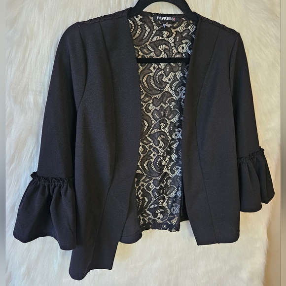 Impress Classic Black Lace-Trimmed Blazer - Picture 2 of 6